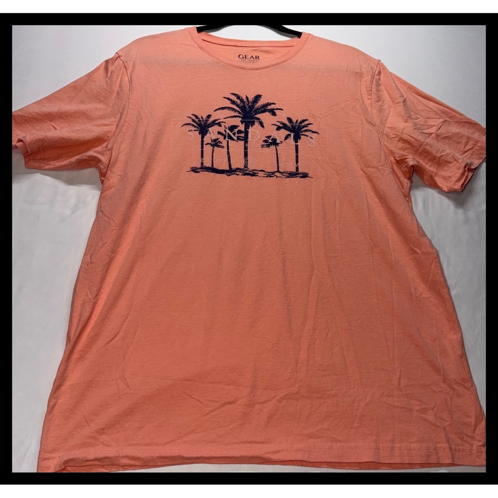 Gear For Sports Sandals‎ Royal Bahamian Women XL Peach Palm Tree Graphic Tee